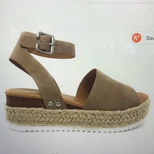 Light Tan Wedge Espadrilles